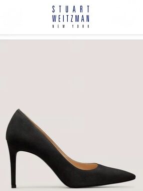 Stuart Weitzman Black Pointed Suede High-Heel Pumps size 7.5 M like new